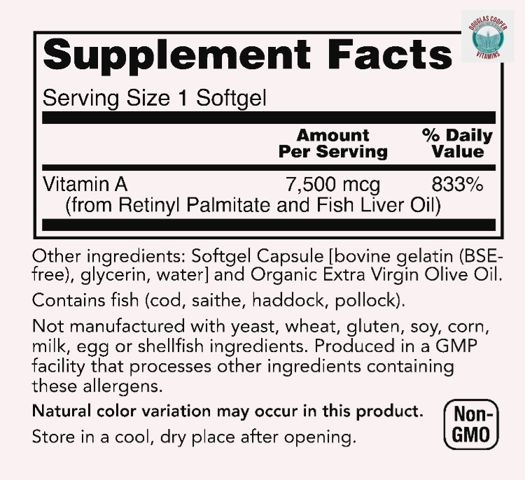A, Vitamin : 25,000 IU, 100 Softgels