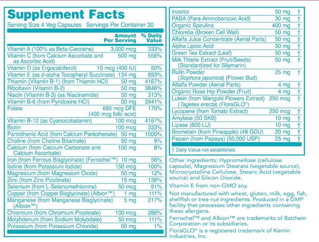 SUPER-MULTI with Vitamins & Minerals plus Green Superfoods*** NEW FORMULA***