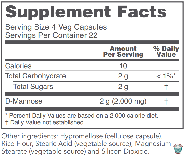 D-Manosa 500 mg, 90 cápsulas vegetales