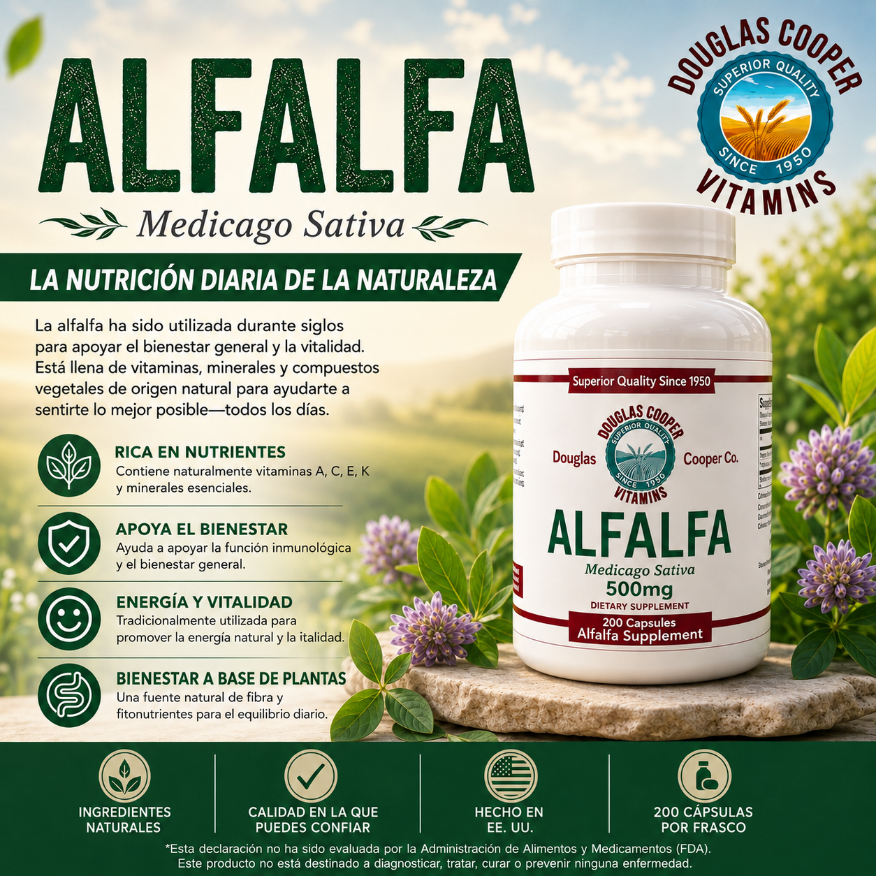 Alfalfa: 500mg, 200 Caps