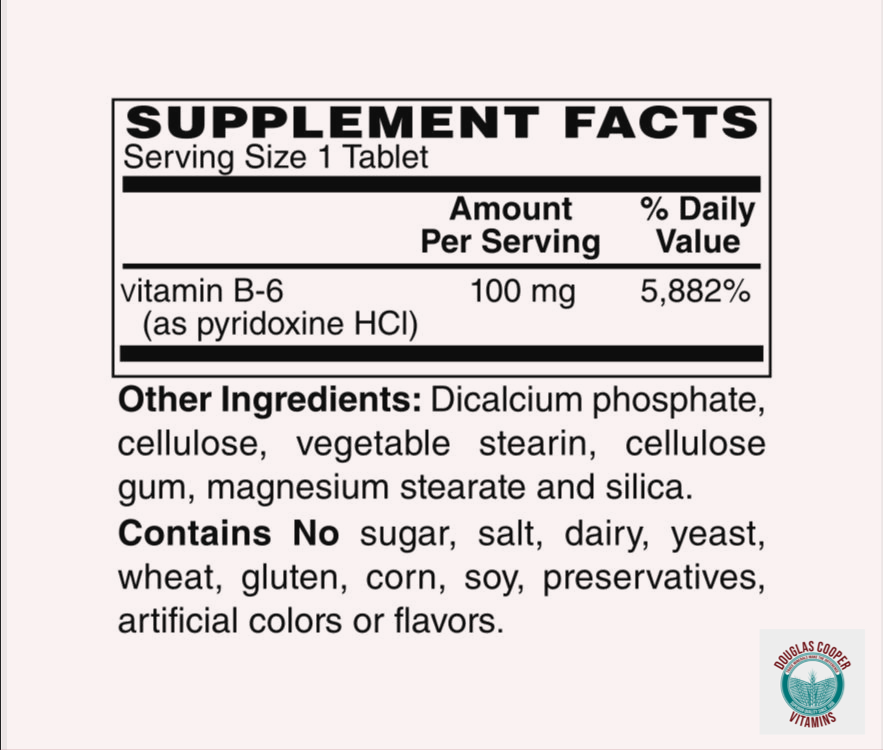 B-6: 100mg,  100 Tabs