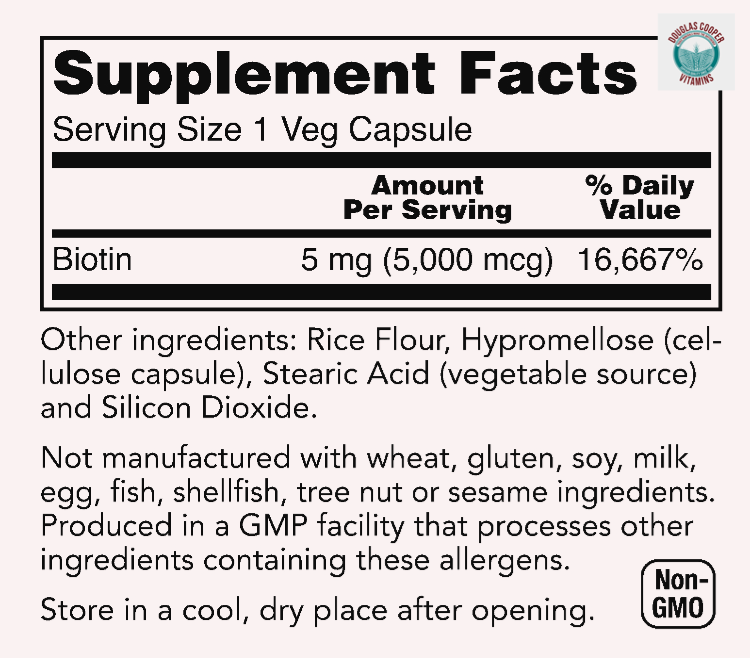 Biotina: 5000 mcg, 60 cápsulas vegetales