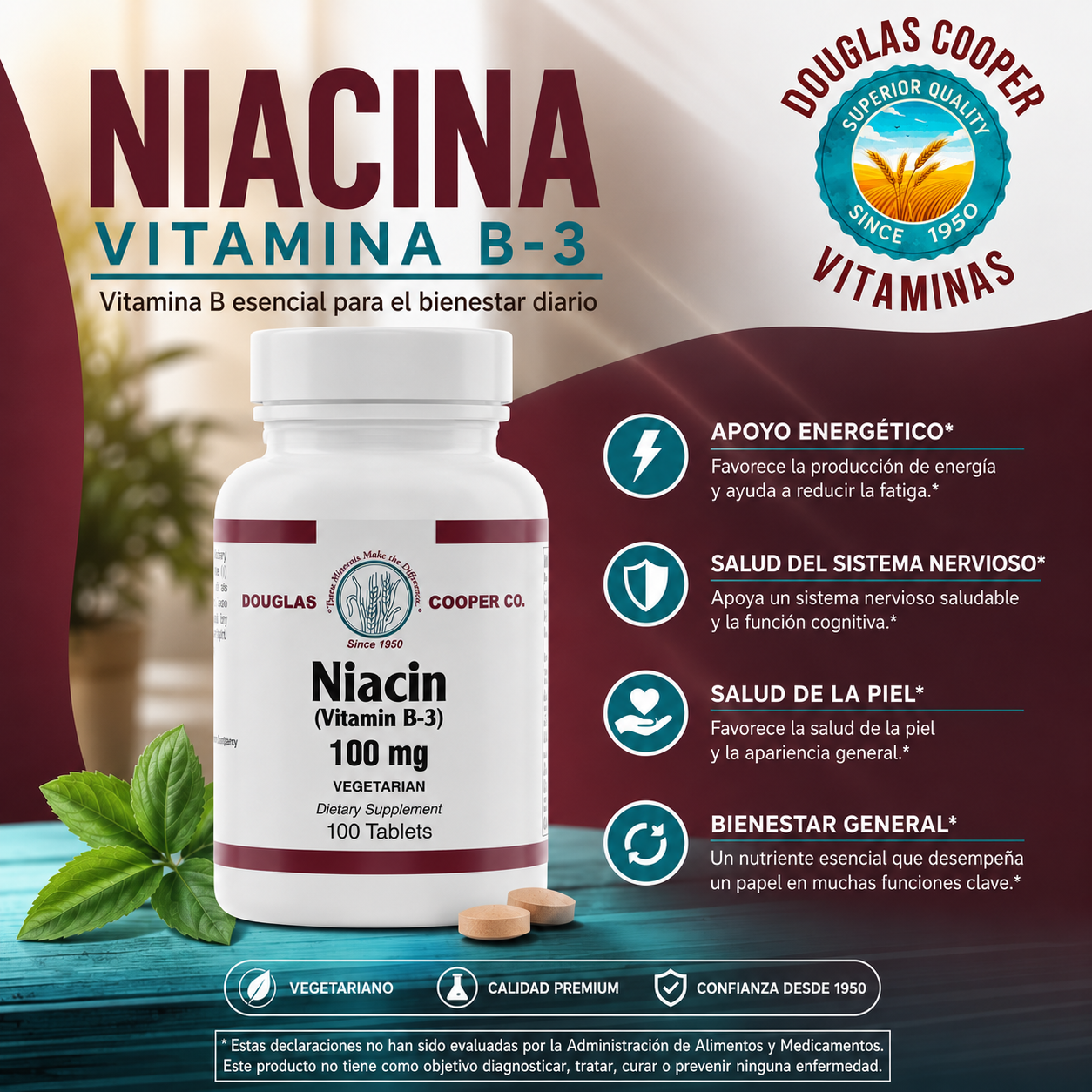 Niacina: 100 mg, 100 comprimidos
