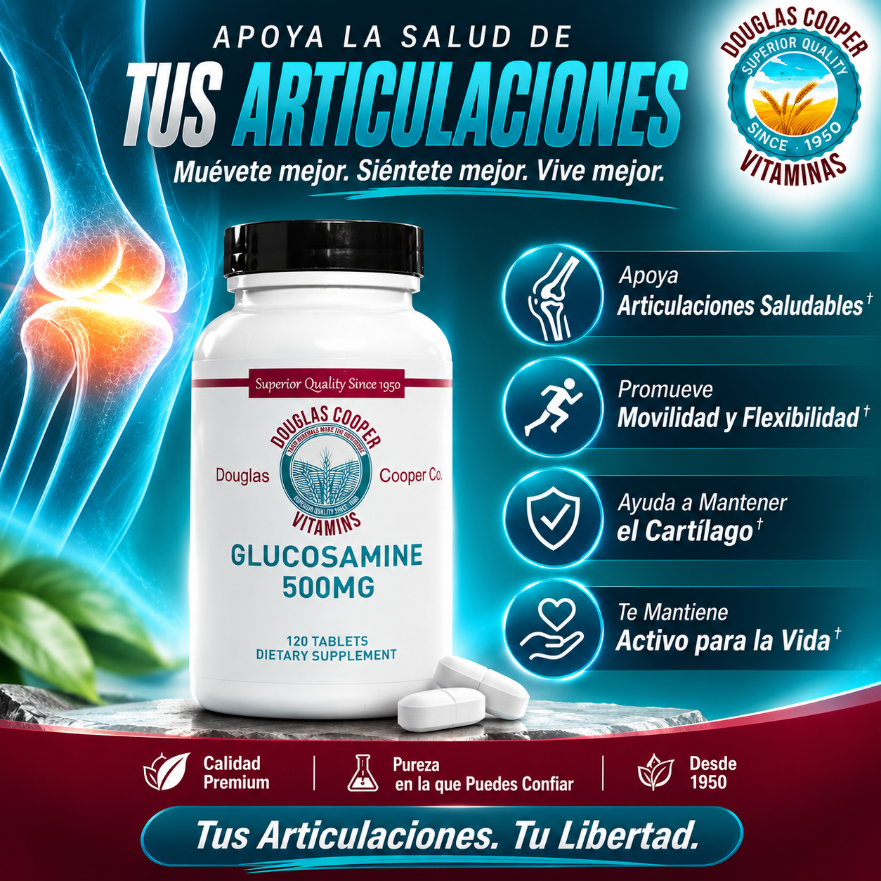 Glucosamina: 500 mg, 120 comprimidos