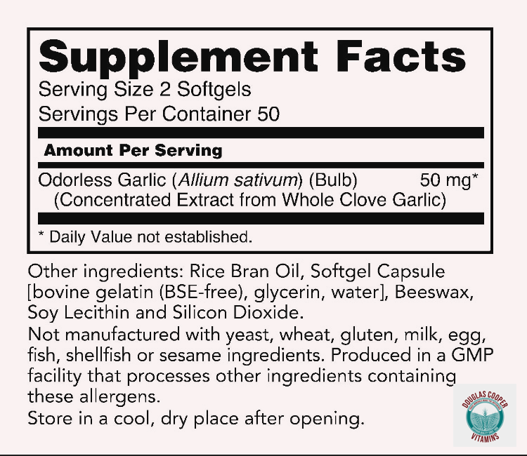 Garlic Extract: Concentrated (Odorless), 100 Softgels