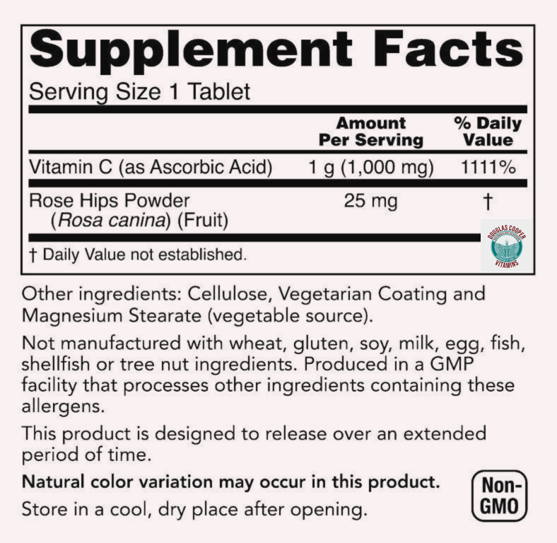 C 1000 mg: Un gramo con escaramujos, 250 comprimidos