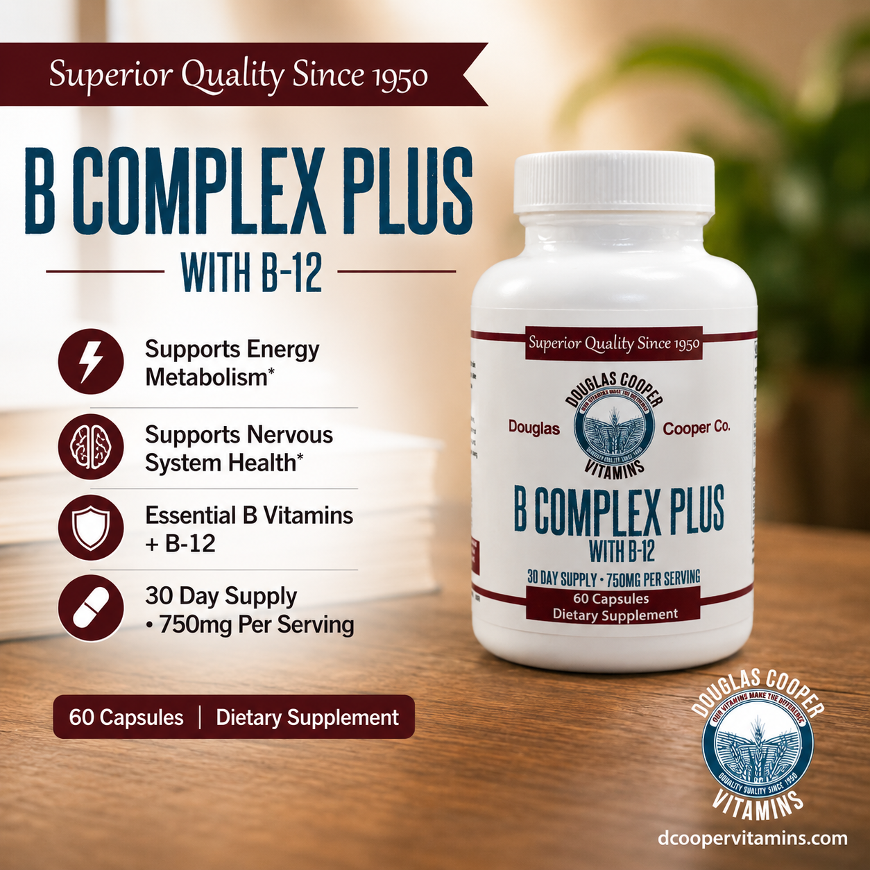 B-Complex PLUS: 2,000mcg B12 & Vit C