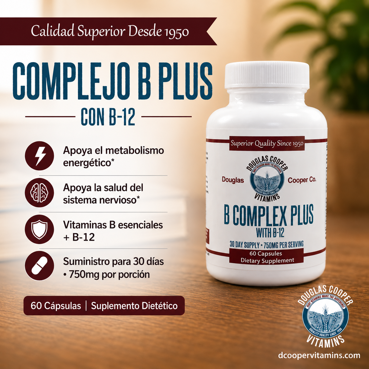 B-Complex PLUS: 2,000mcg B12 & Vit C
