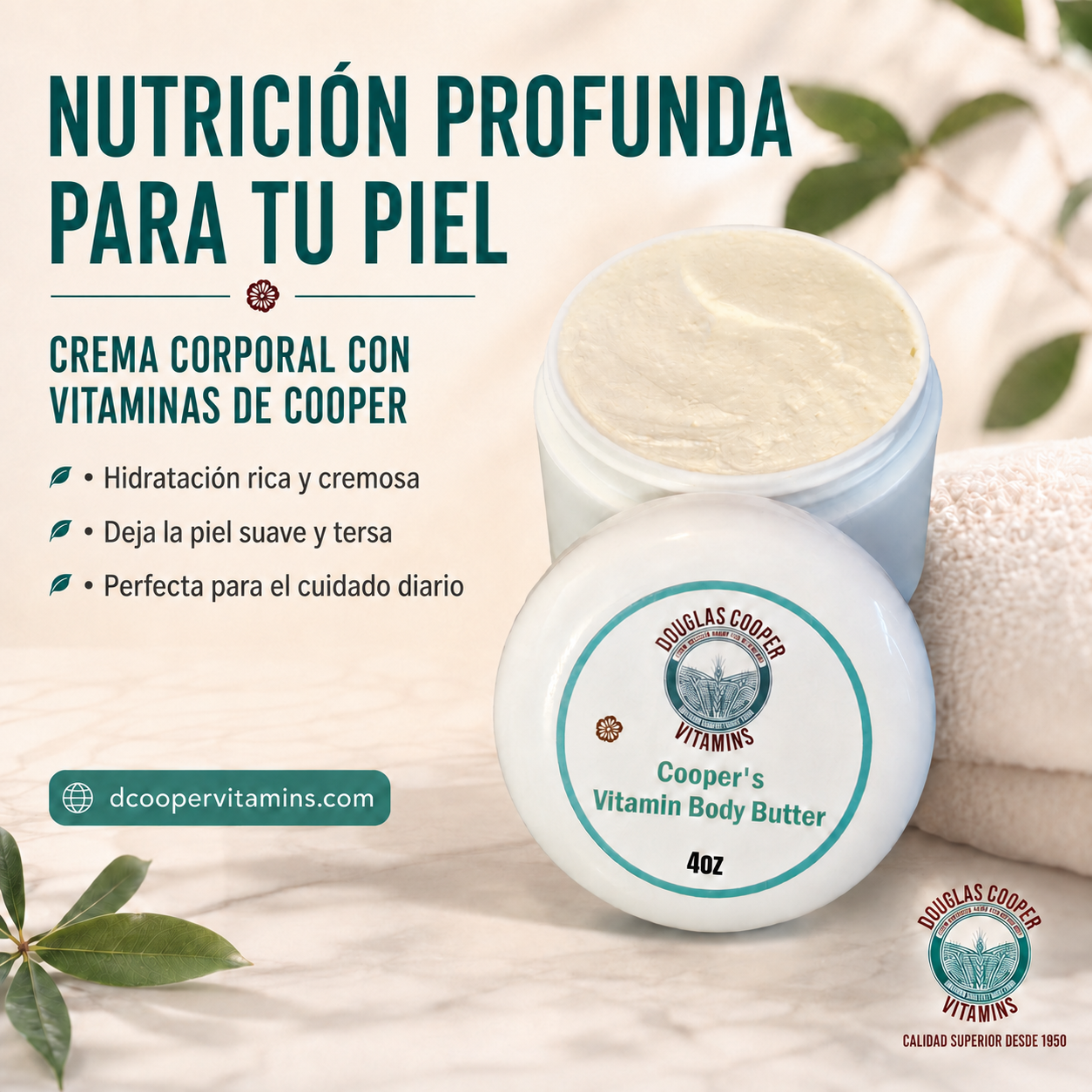 Manteca corporal: 4oz Orgánica: Coco, Mango, Karité, Cacao, Aguacate, Albaricoque, Aloe y Vitamina E