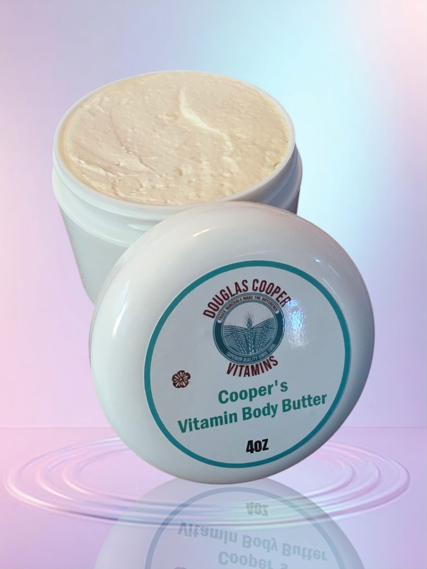 Manteca corporal: 4oz Orgánica: Coco, Mango, Karité, Cacao, Aguacate, Albaricoque, Aloe y Vitamina E