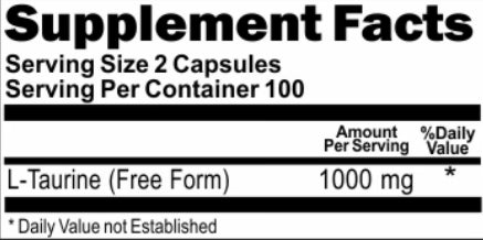 Taurina: 500 mg, 100 cápsulas