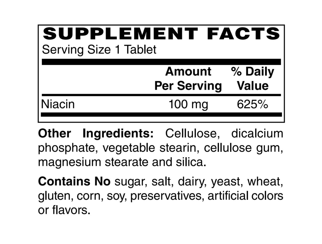 Niacina: 100 mg, 100 comprimidos