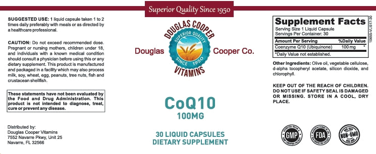 CoQ10: 100 mg, 30 cápsulas vegetales líquidas