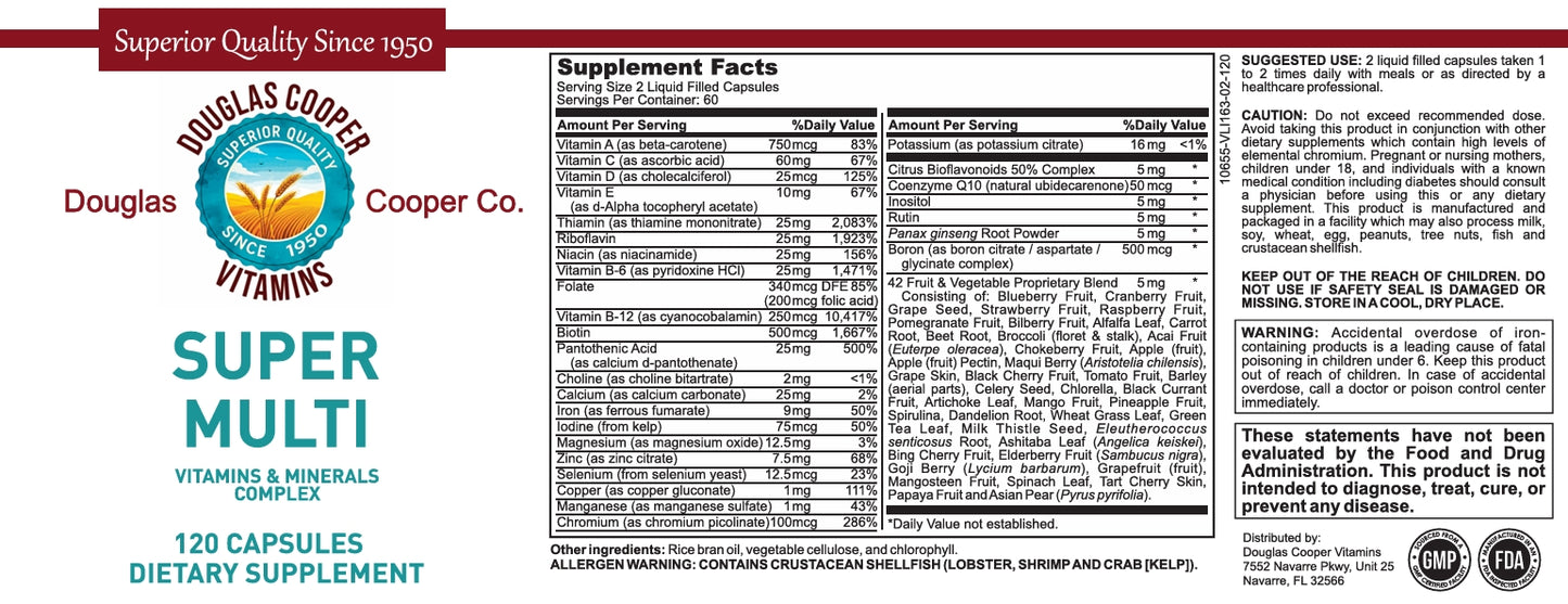 Super-Multi Complex with Vitamins & Minerals, 42 fruit & veggie blend (New) 120 Caps