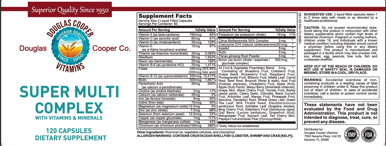 Super-Multi Complex with Vitamins & Minerals, 42 fruit & veggie blend (New) 120 Caps