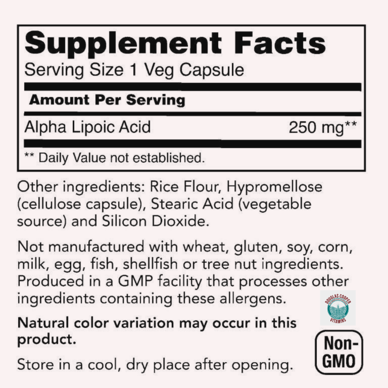 Alpha Lipoic: 250mg, 60 Veg Caps