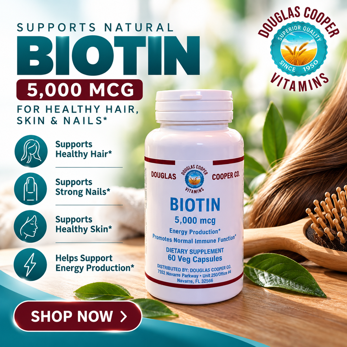 Biotin: 5,000mcg, 60 Veg caps