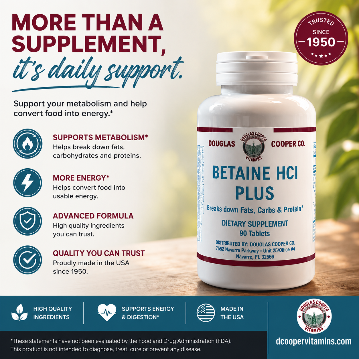 Betaine: HCI Plus, 90 Tabs