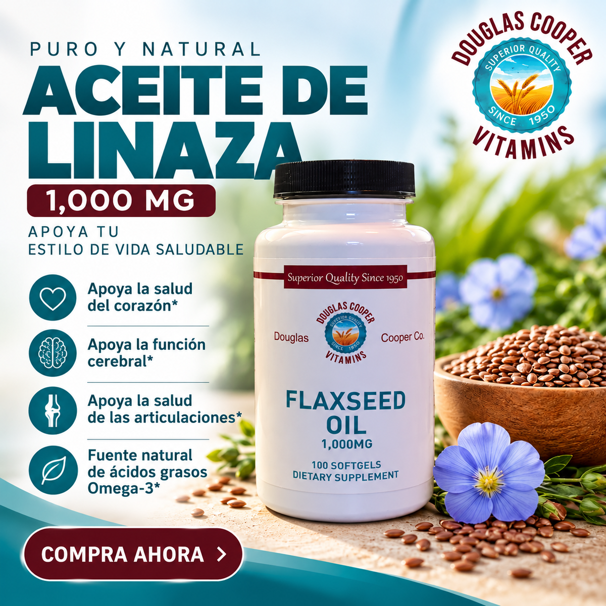 Flaxseed Oil: 1,000 mg a00 Softgels