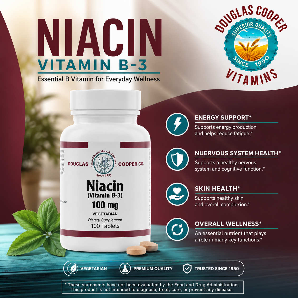 Niacina: 100 mg, 100 comprimidos