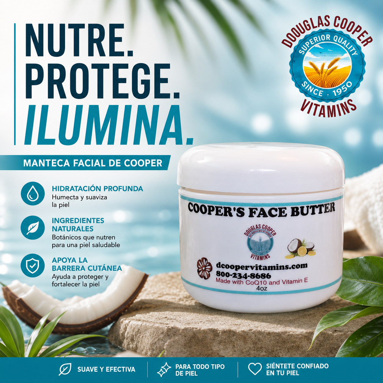 Face Butter: 4oz CoQ10, Vitamin E, Mango, Coconut, Safflower, Lemon & Coconut Oils