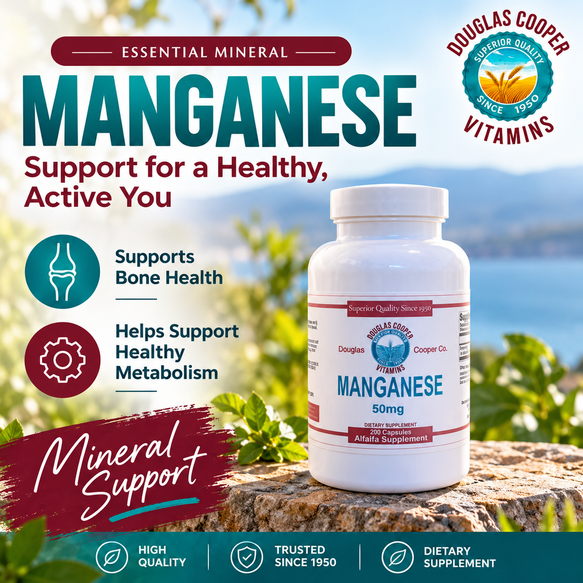 Manganese 50mg, 200 Caps