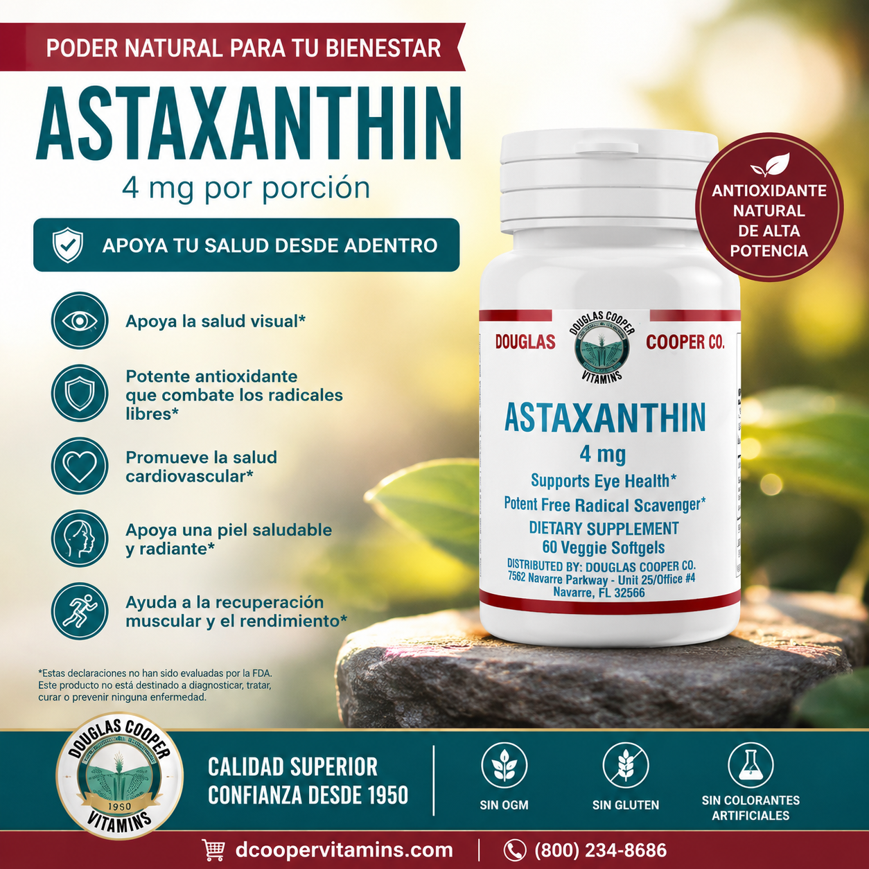 Astaxantina: 4 mg, 60 cápsulas blandas
