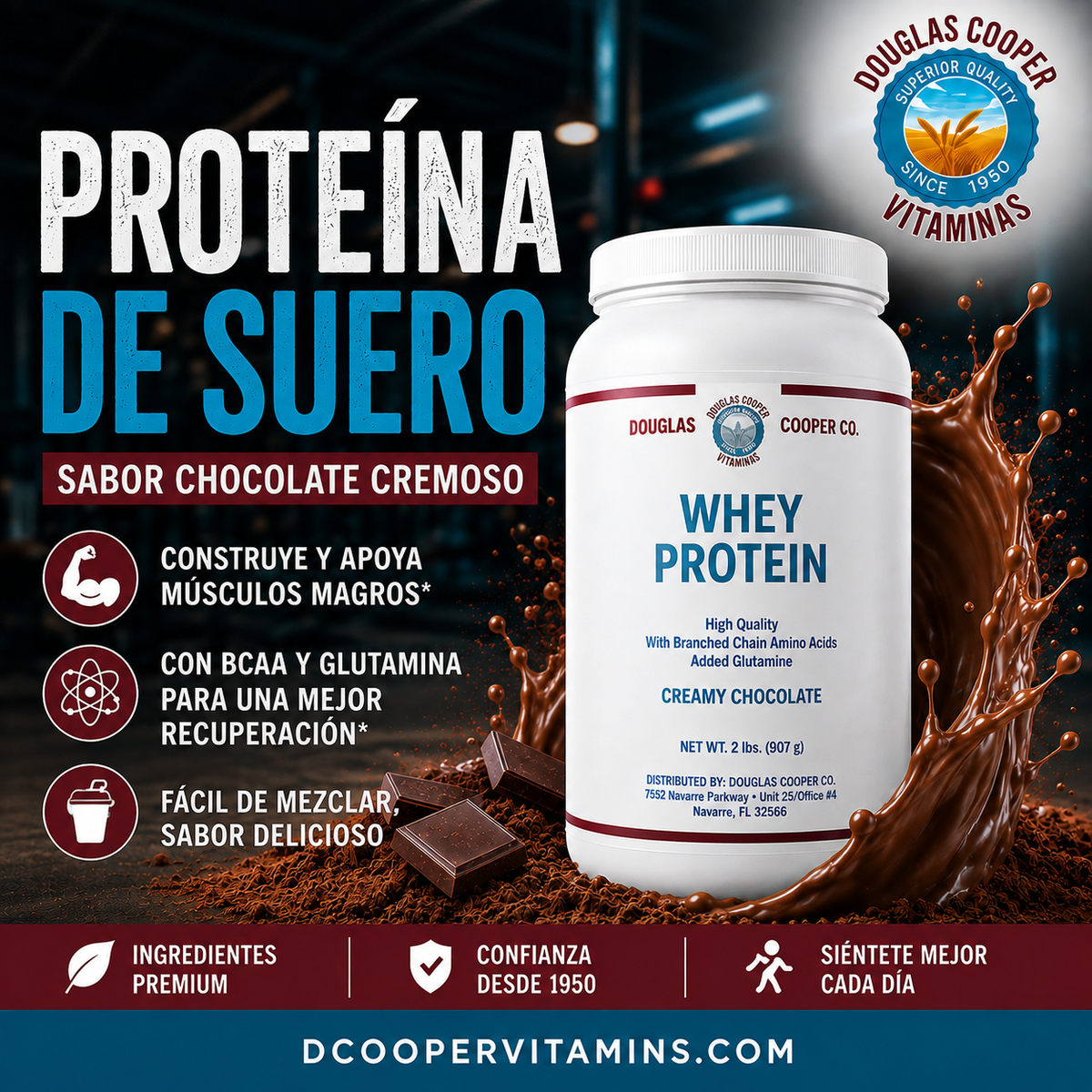 Whey Protein: CHOCOLATE 2 lbs