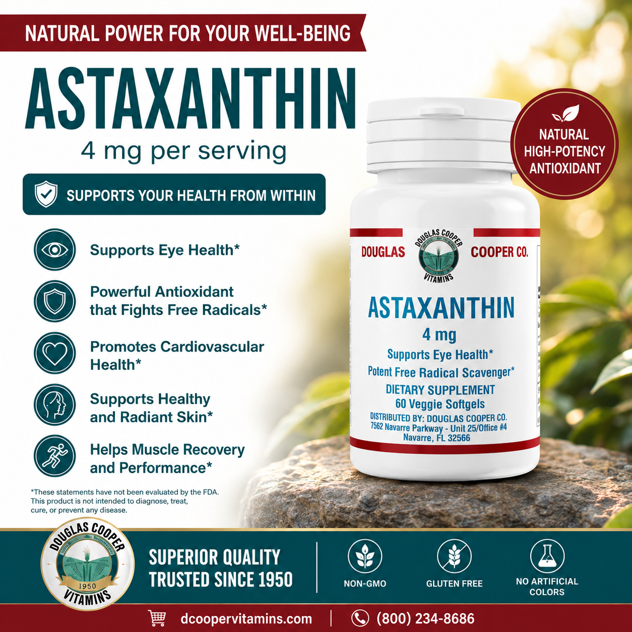 Astaxantina: 4 mg, 60 cápsulas blandas