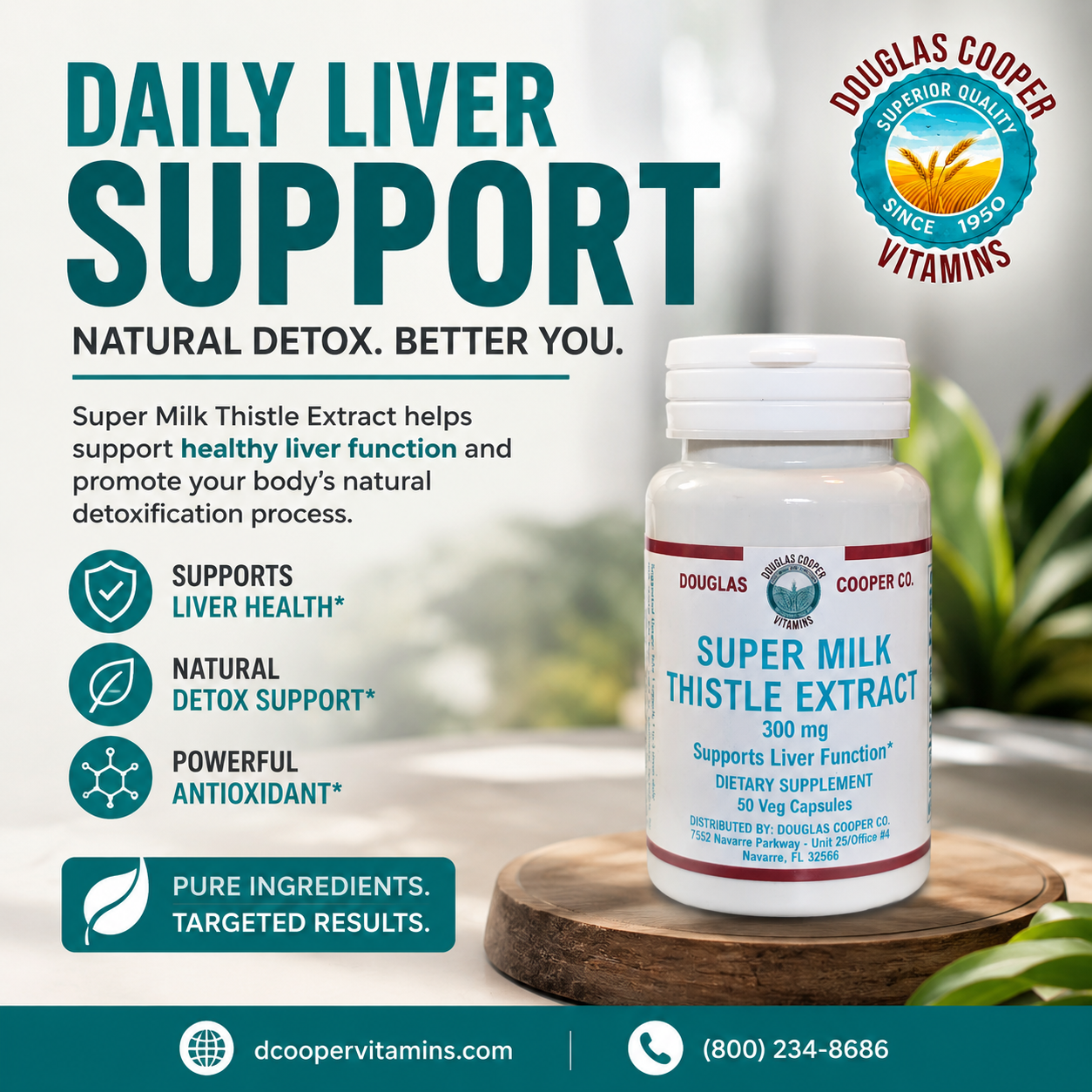 Milk Thistle Extract (Super): 300mg, 50 Vcaps