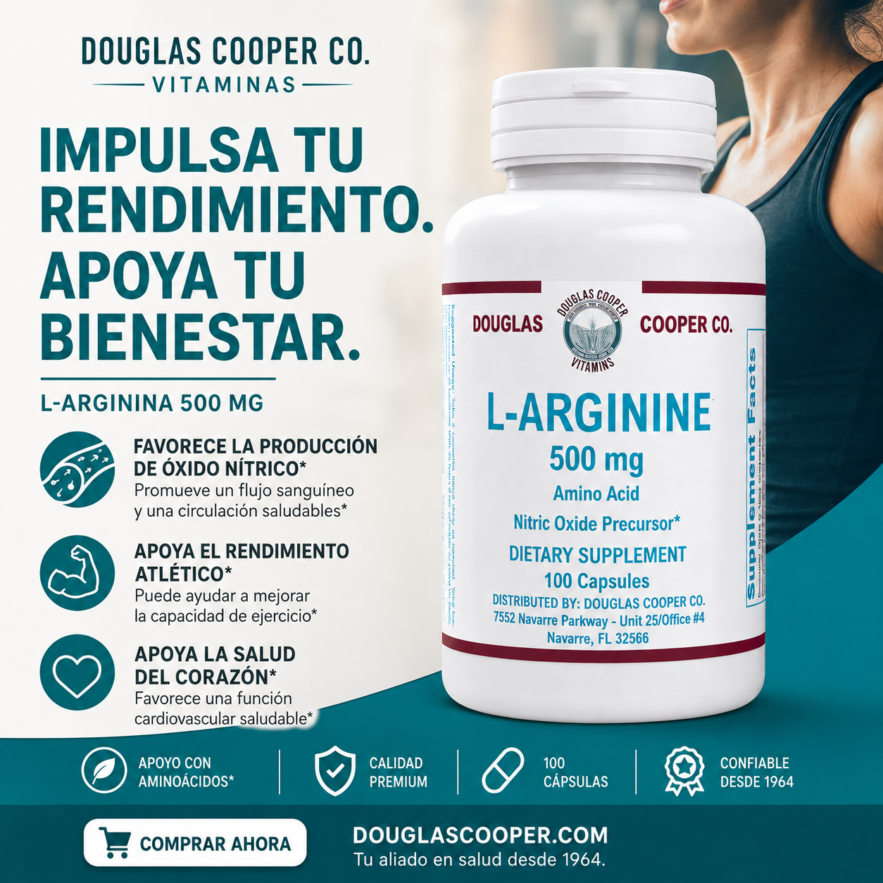 Arginine: 500mg, 100 Caps