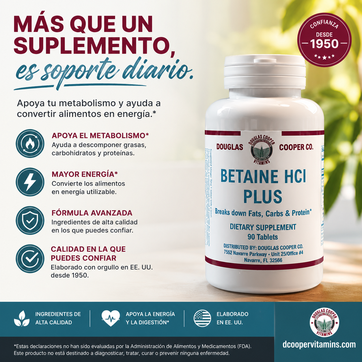 Betaine: HCI Plus, 90 Tabs