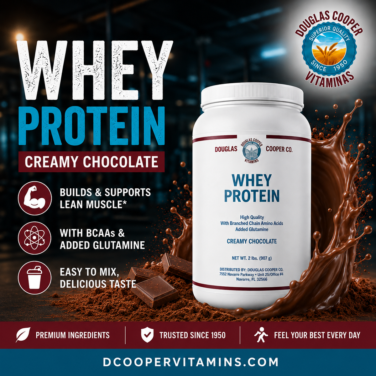 Whey Protein: CHOCOLATE 2 lbs