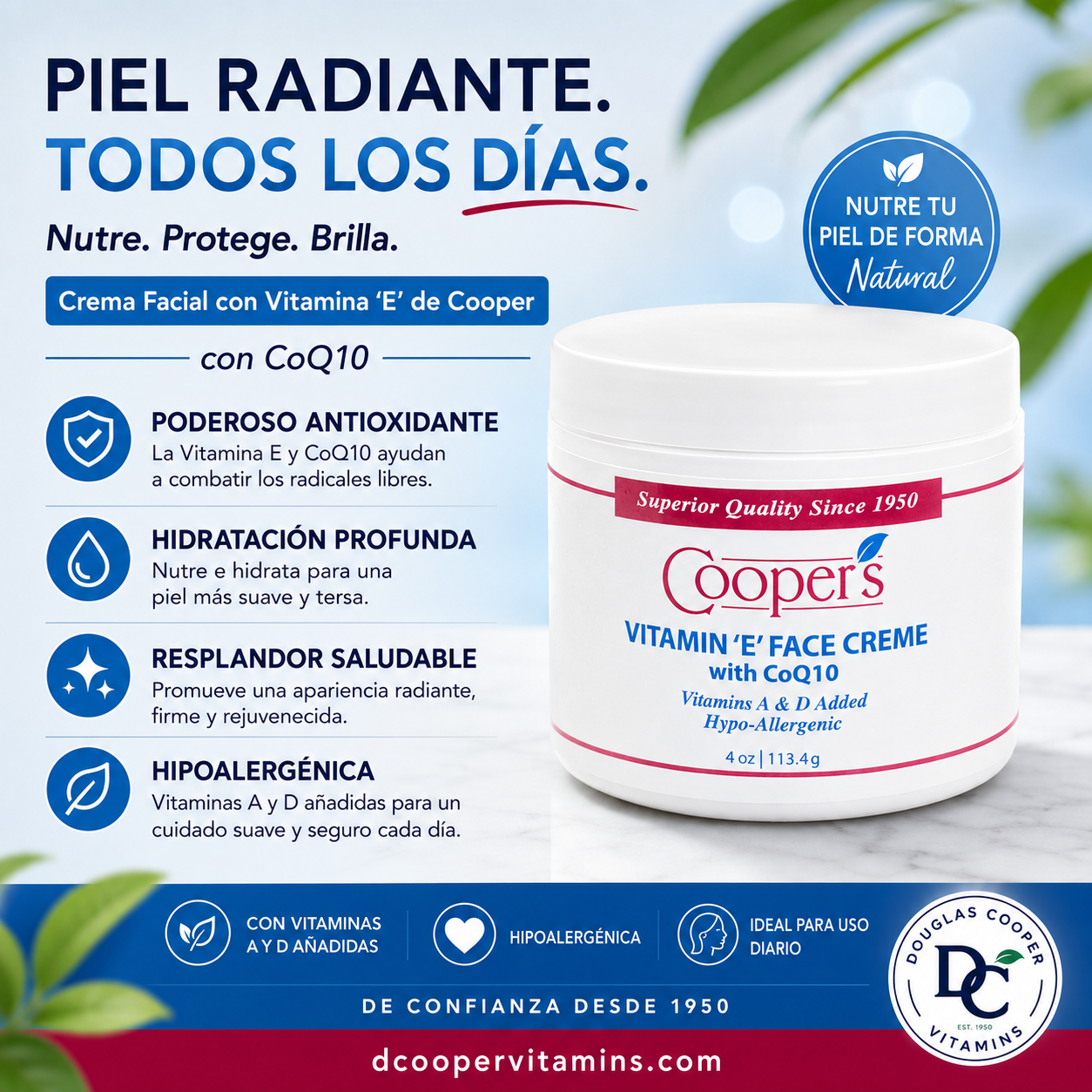 Face Cream CoQ10 & E: 4 oz Jar (WHITE- No Scent)