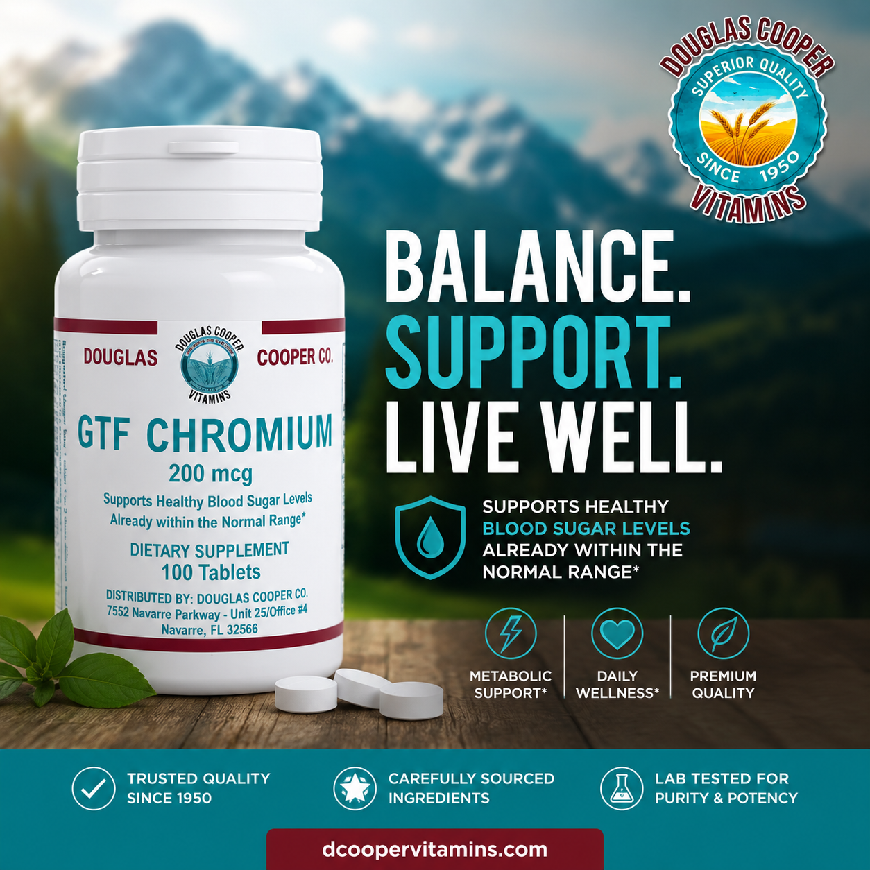 Chromium GTF: 200mcg, 100 Tabs