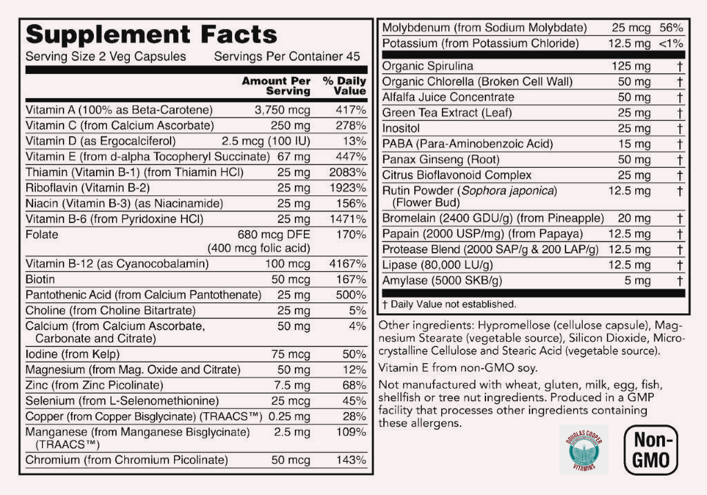 SUPER-MULTI Vitamins & Minerals: 90 Capsules